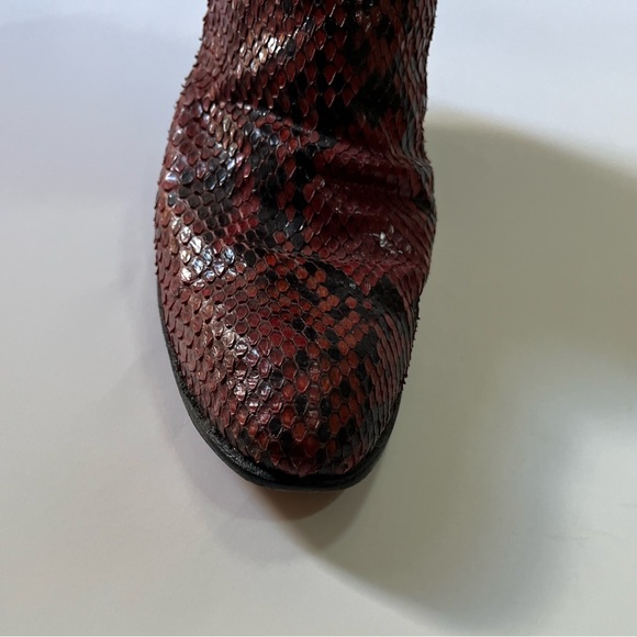 Vintage Olathe Handmade Boots Size 5 B GORGEOUS Red Snakeskin - Picture 7 of 16